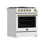 Forno Leonardo Espresso 30" White Gas Range, 5 cu.ft. Convection Oven, 5 Sealed Burners 39 500 BTU & Wok Ring