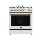 Forno Leonardo Espresso 30" White Gas Range, 5 cu.ft. Convection Oven, 5 Sealed Burners 39 500 BTU & Wok Ring
