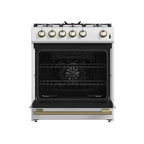 Forno Leonardo Espresso 30" White Gas Range, 5 cu.ft. Convection Oven, 5 Sealed Burners 39 500 BTU & Wok Ring