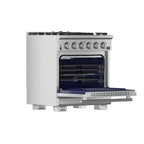 Forno Capriasca 30" Freestanding Gas Range All Stainless Steel, 5 Brass Burners 100,000 BTU, Wok Support