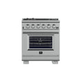 Forno Capriasca 30" Freestanding Gas Range All Stainless Steel, 5 Brass Burners 100,000 BTU, Wok Support