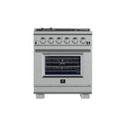 Forno Capriasca 30" Freestanding Gas Range All Stainless Steel, 5 Brass Burners 100,000 BTU, Wok Support