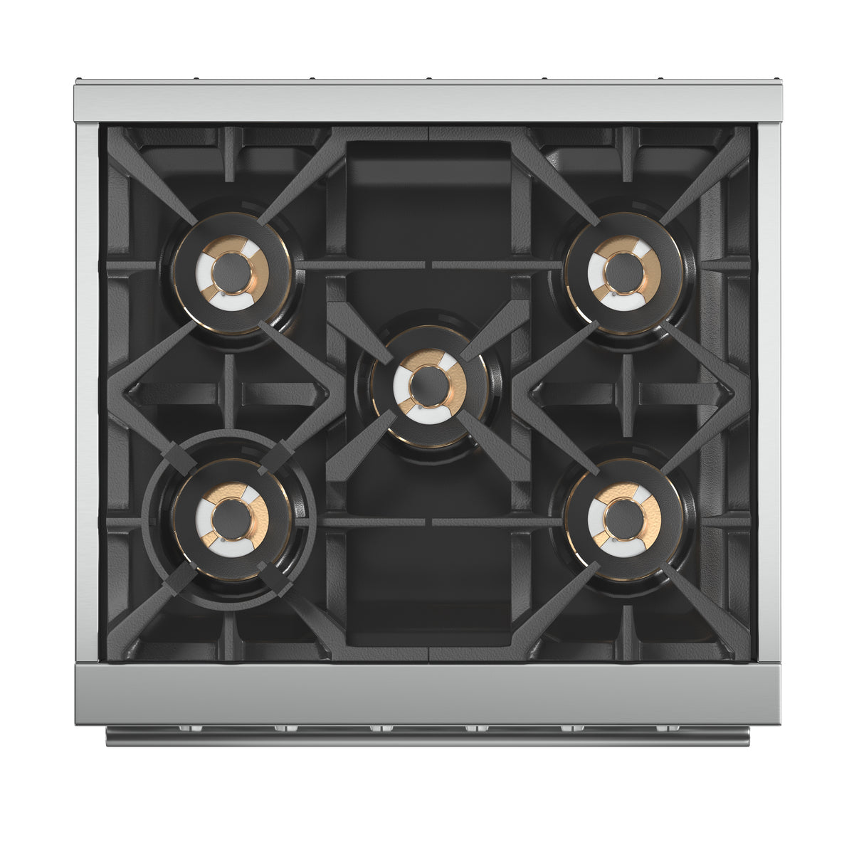 Forno Capriasca 30" Freestanding Gas Range All Stainless Steel, 5 Brass Burners 100,000 BTU, Wok Support