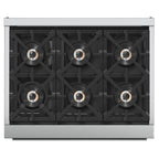Forno Capriasca 36" Freestanding Gas Range All Stainless Steel, 6 Brass Burners 120,000 BTU, Wok Support