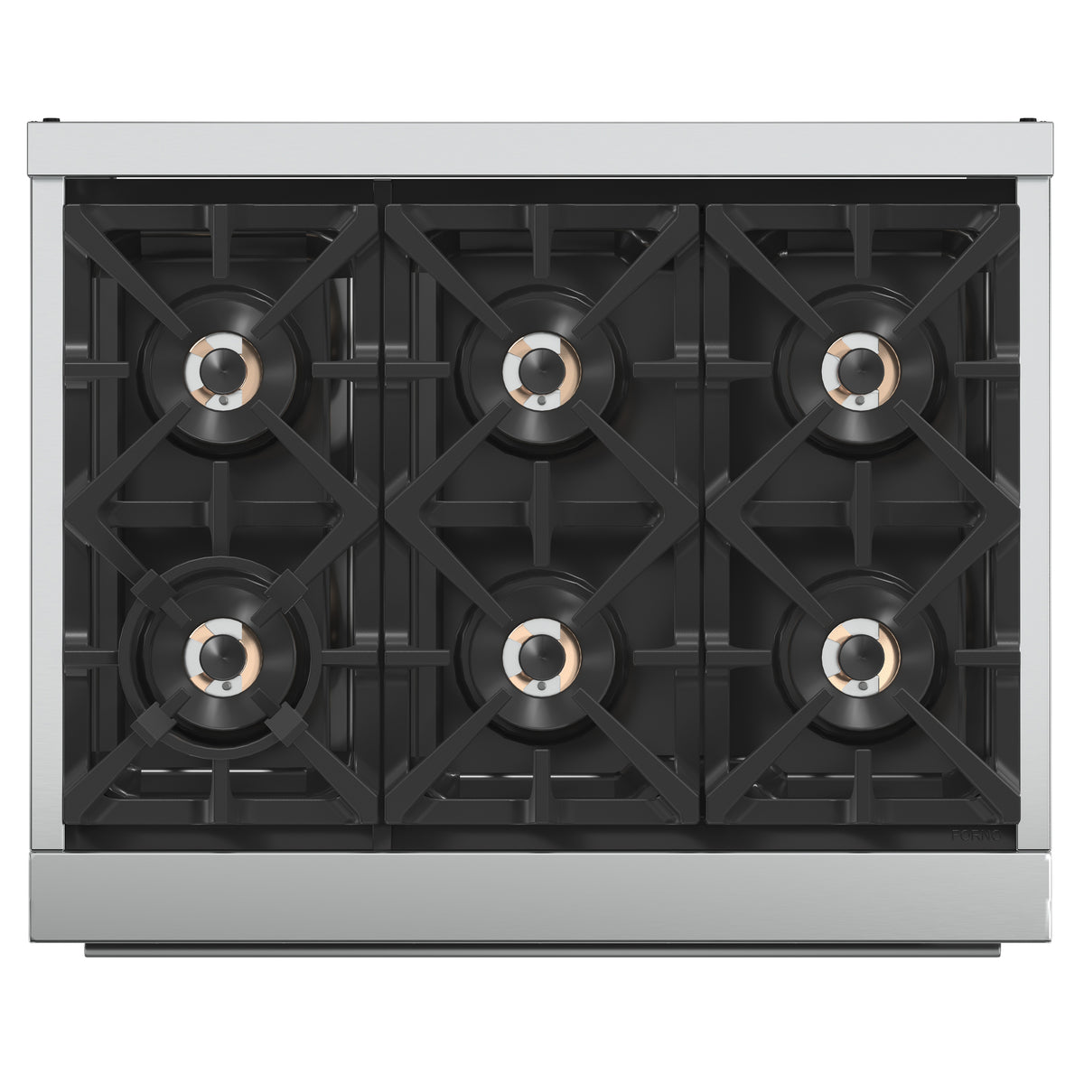 Forno Capriasca 36" Freestanding Gas Range All Stainless Steel, 6 Brass Burners 120,000 BTU, Wok Support
