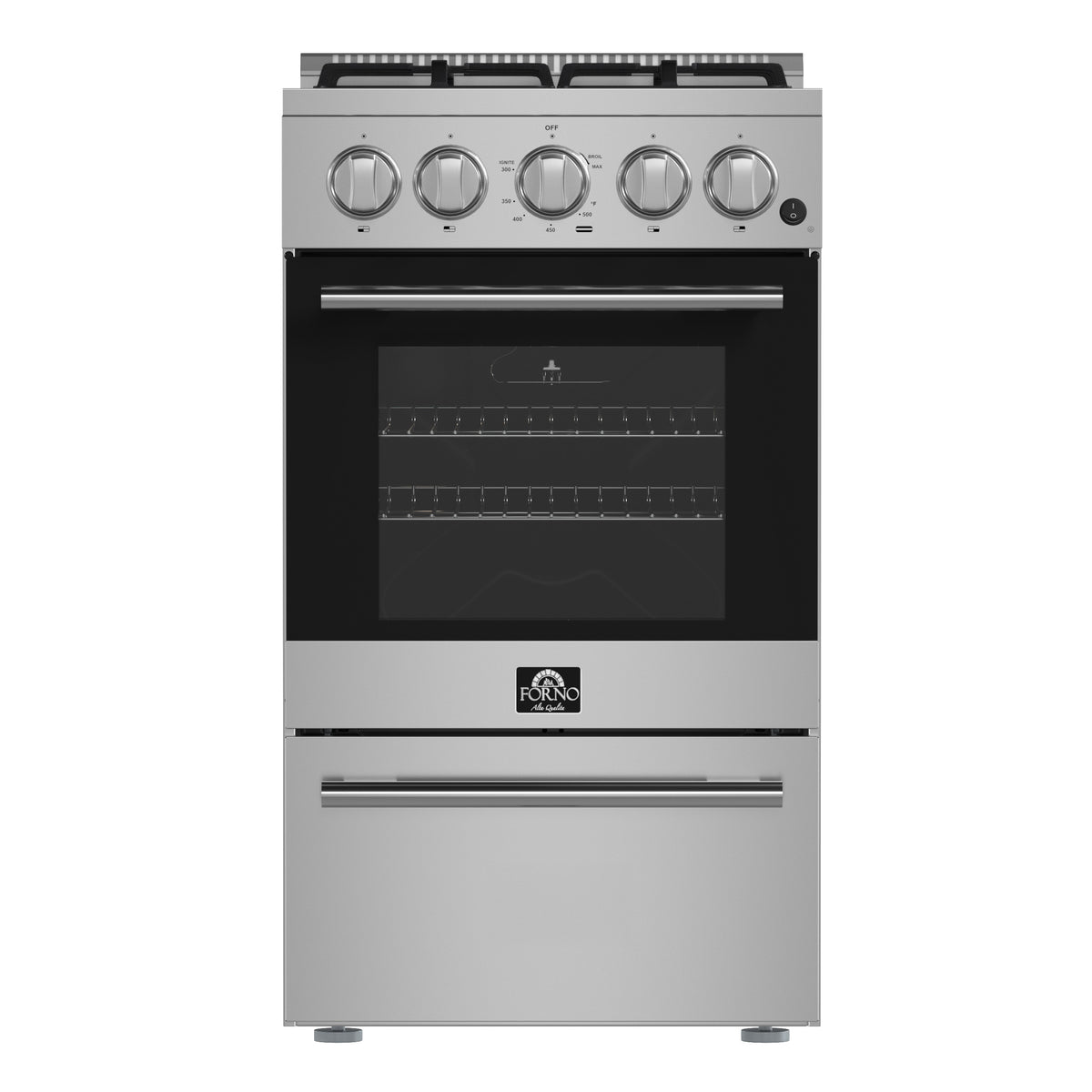 Forno Lamazze 20" Gas Range, 4 Sealed Burners, 21.200 BTU, 2.05 cu. ft. Oven