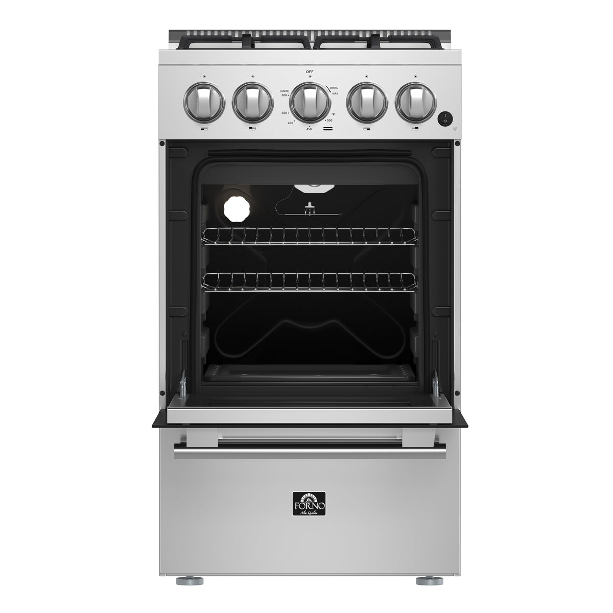 Forno Lamazze 20" Gas Range, 4 Sealed Burners, 21.200 BTU, 2.05 cu. ft. Oven