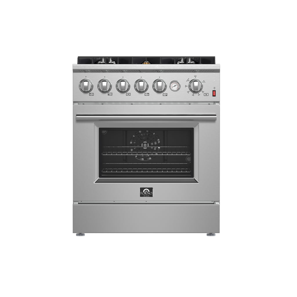 Forno Giovanni 30" Freestanding Gas Range All Stainless Steel, 5 Sealed Burners 67,000 BTU