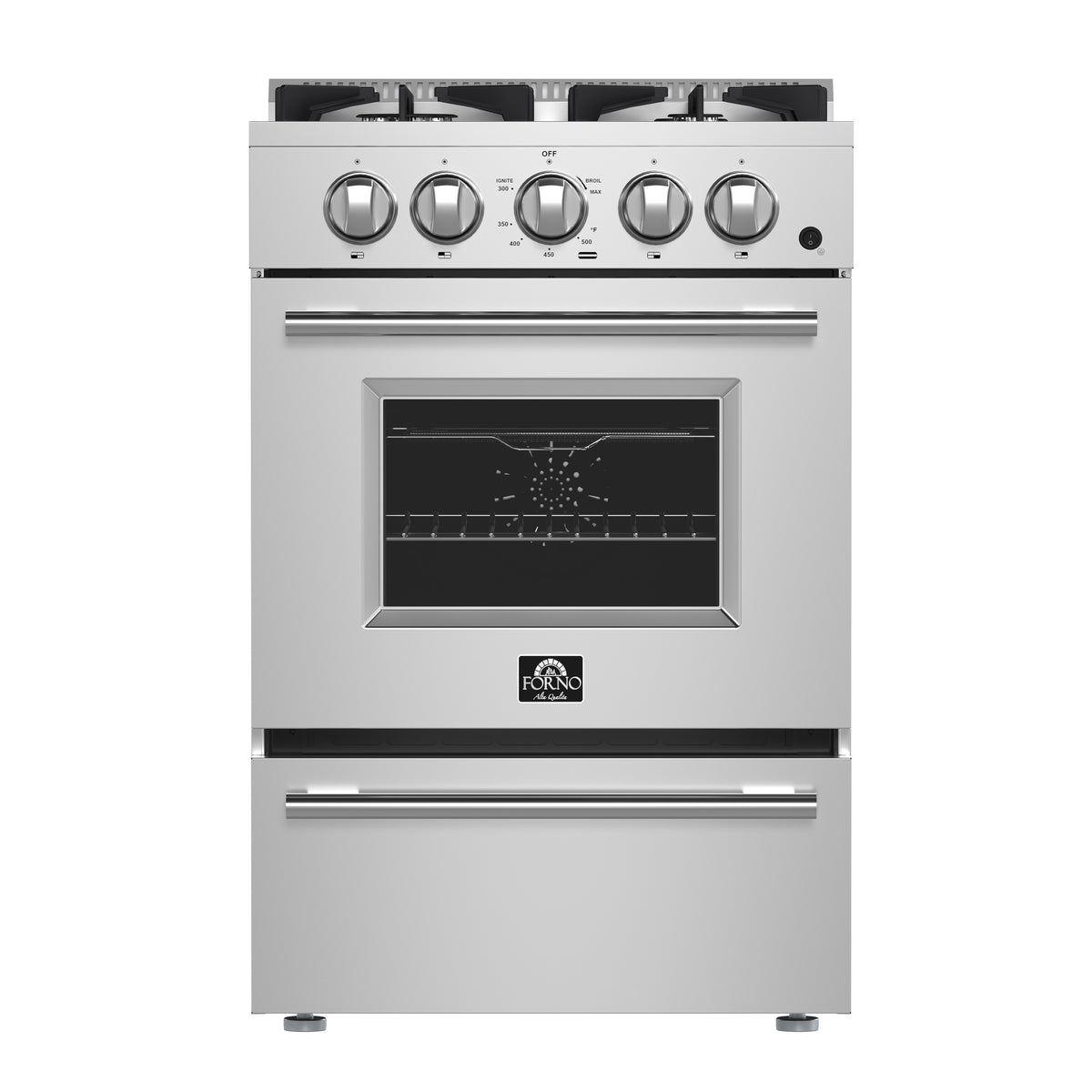 Forno Breno 24" Freestanding Gas Range, 4 Sealed Burners 38,000 BTU