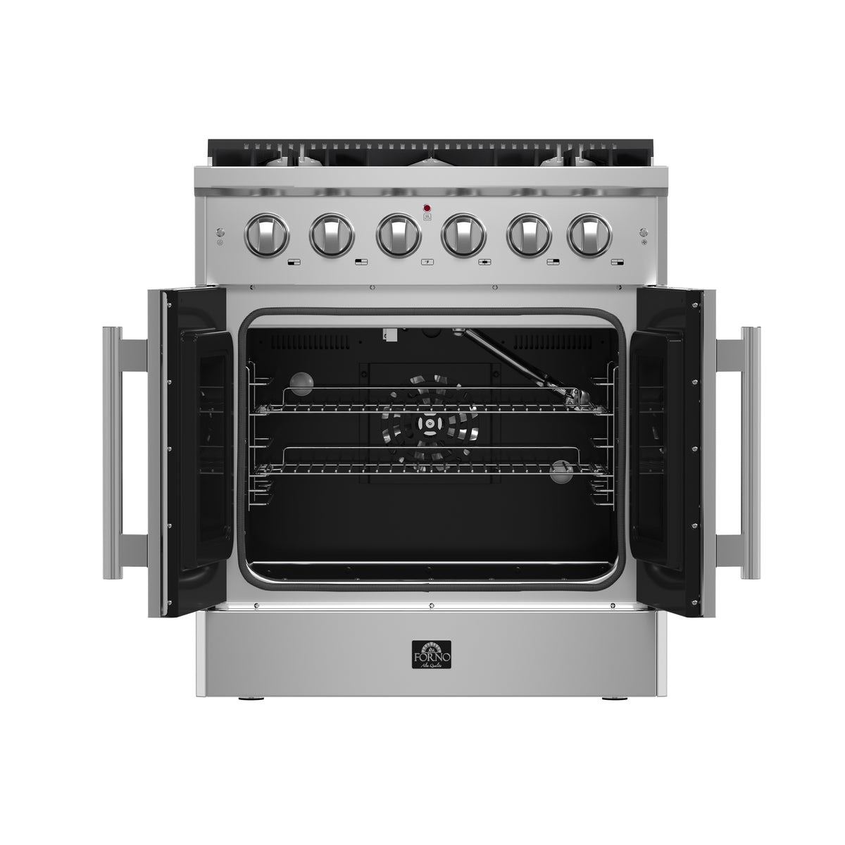 Forno Galiano 30" French Door Gas Range All Stainless Steel with 5 Sealed Burners 68,000 BTU