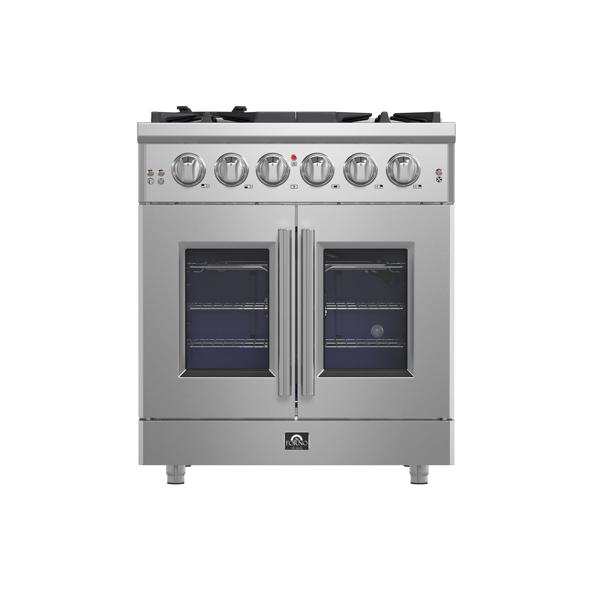 Forno Massimo 30" French Door Gas Range All Stainless Steel with 5 Sealed Burners 68,000 BTU