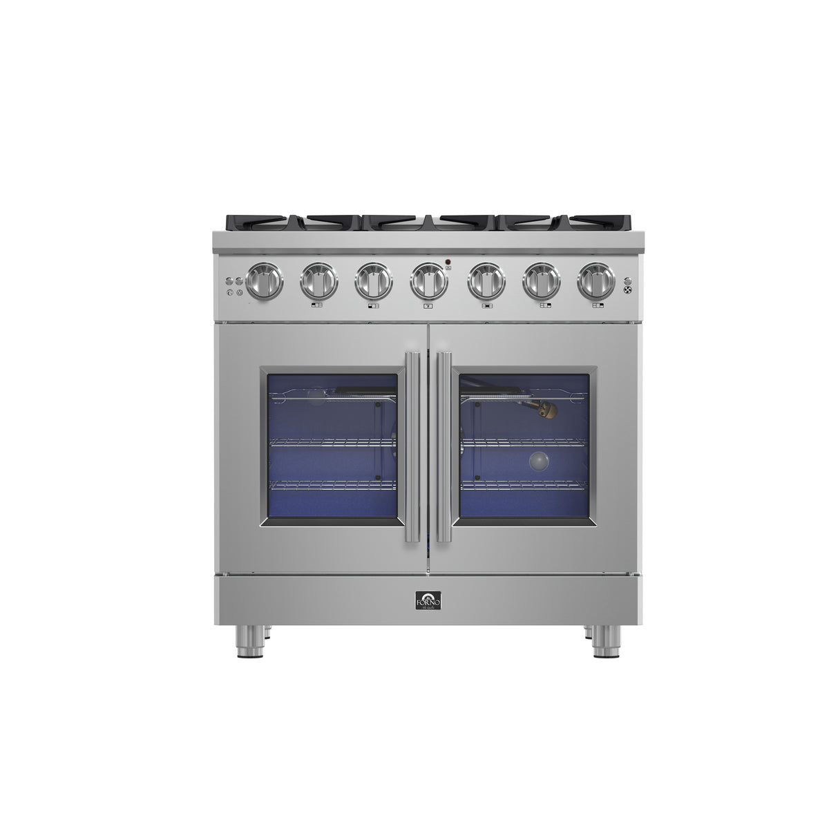 Forno Massimo 36" French Door Gas Range All Stainless Steel with 6 Sealed Burners 83,000 BTU