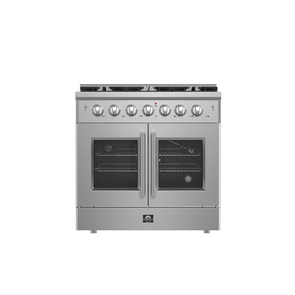 Forno Galiano 36" French Door Gas Range All Stainless Steel with 6 Sealed Burners 83,000 BTU