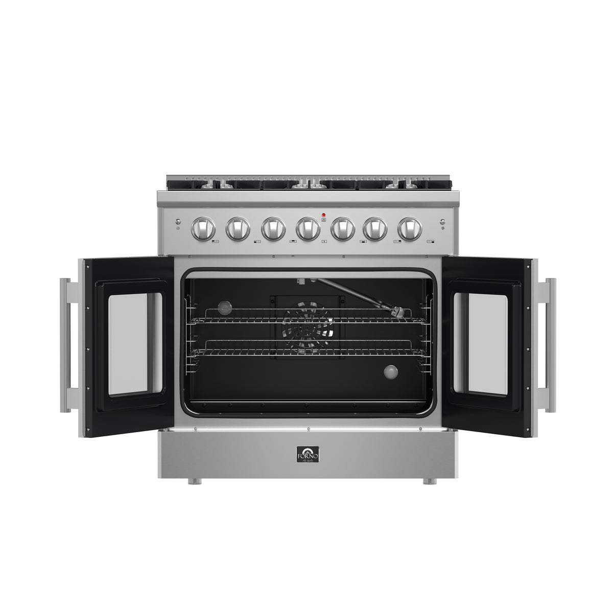 Forno Galiano 36" French Door Gas Range All Stainless Steel with 6 Sealed Burners 83,000 BTU