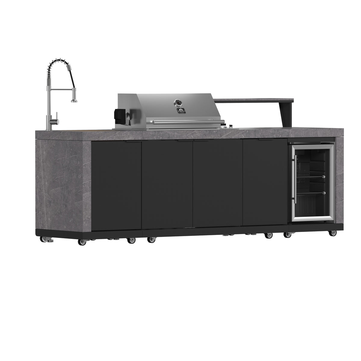 Forno Rimini Outdoor Kitchen 30" BBQ 62,600 BTU, 3 Burners with Sear & Rotisserie, 2.4 cu.ft. Beverage Center