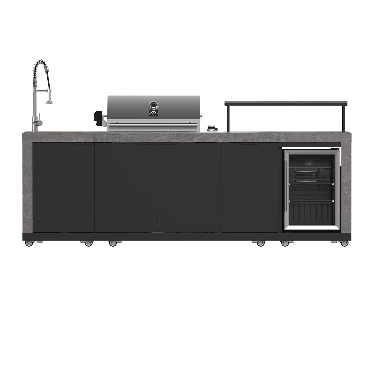 Forno Rimini Outdoor Kitchen 30" BBQ 62,600 BTU, 3 Burners with Sear & Rotisserie, 2.4 cu.ft. Beverage Center