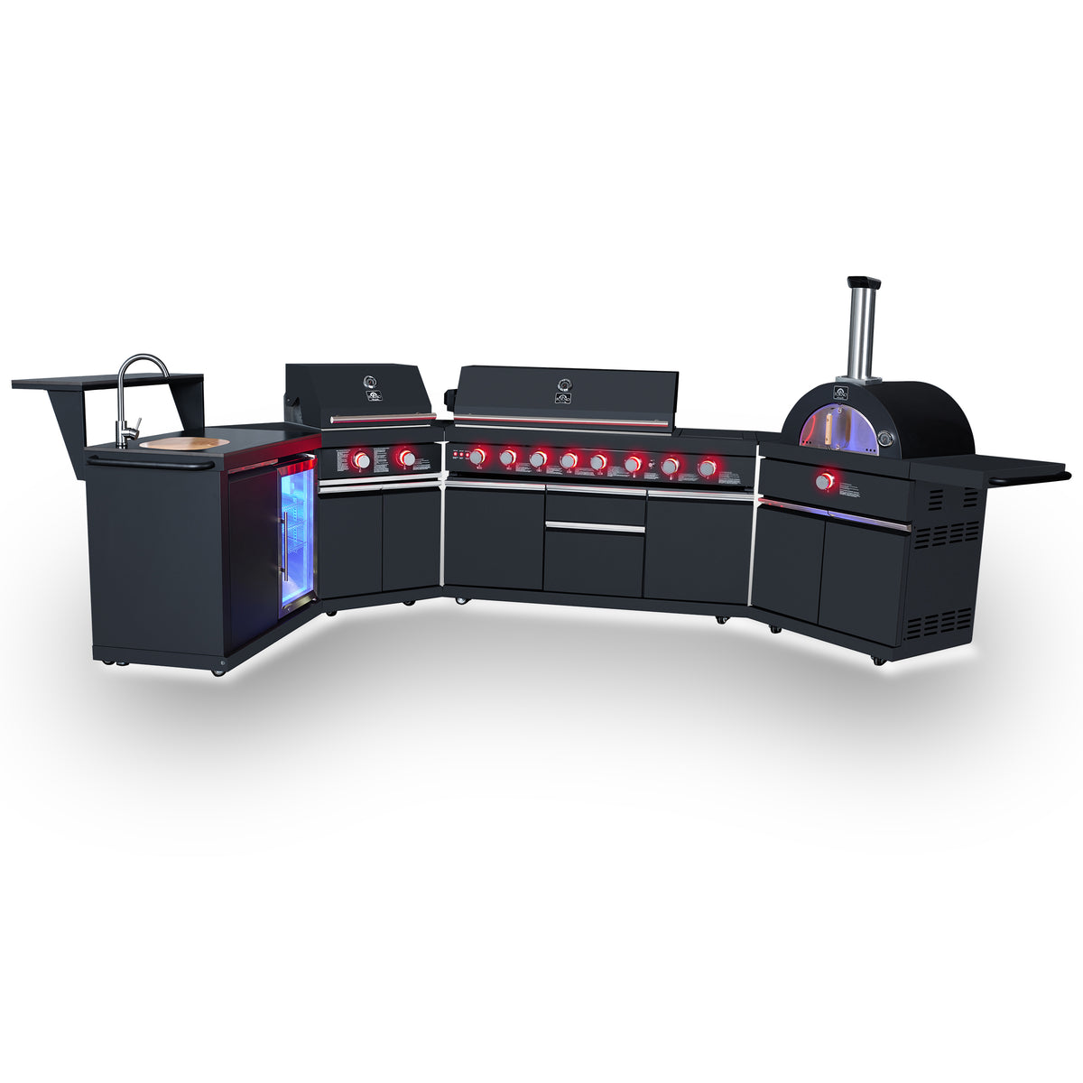 Forno All'Aperto 99,600 BTU BBQ with 5 Stainless-Steel Burners, Infrared Burners & Side Burner