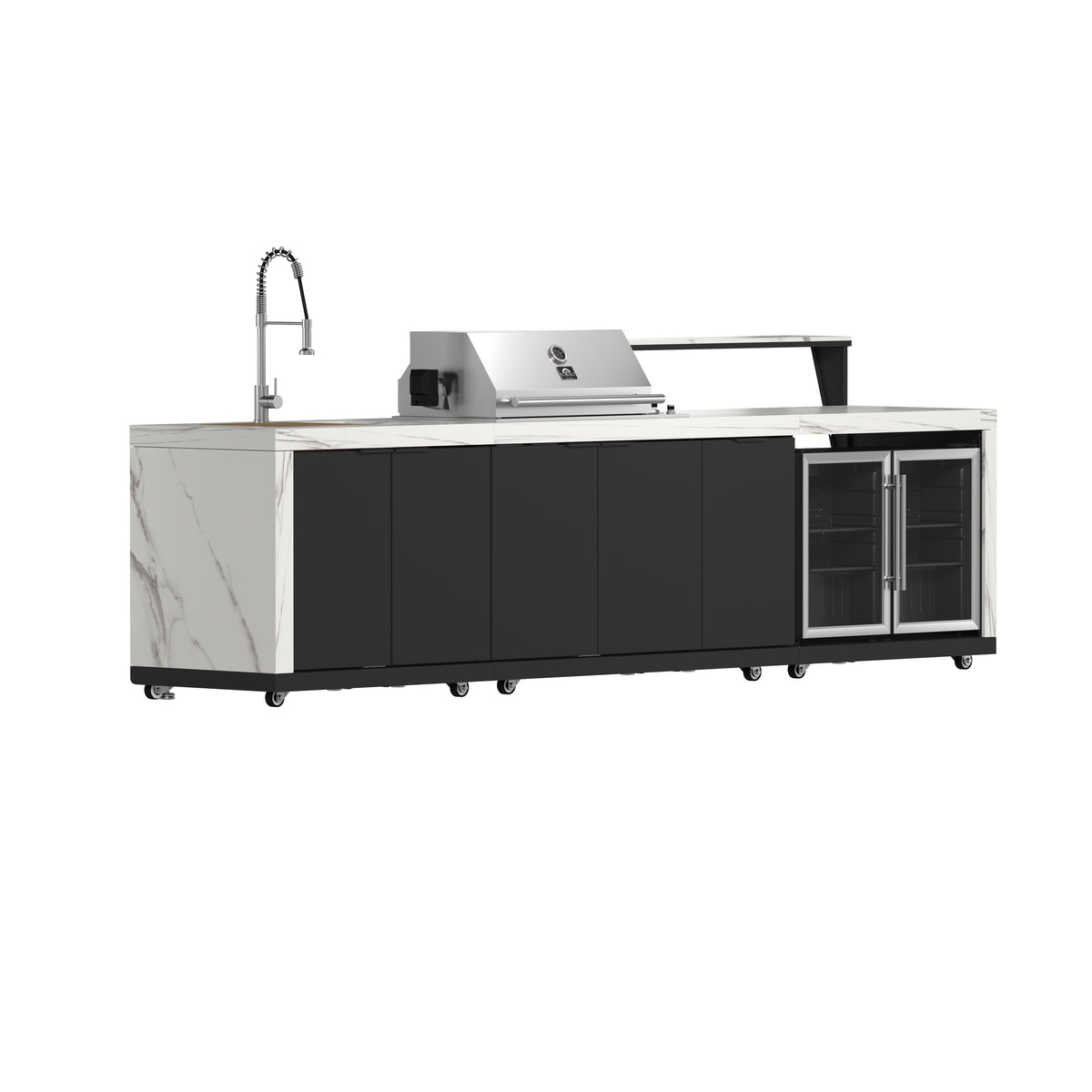 Forno Rimini Outdoor Kitchen 30" BBQ 62,600 BTU, 3 Burners with Sear & Rotisserie, 4.8 cu.ft. Beverage Center