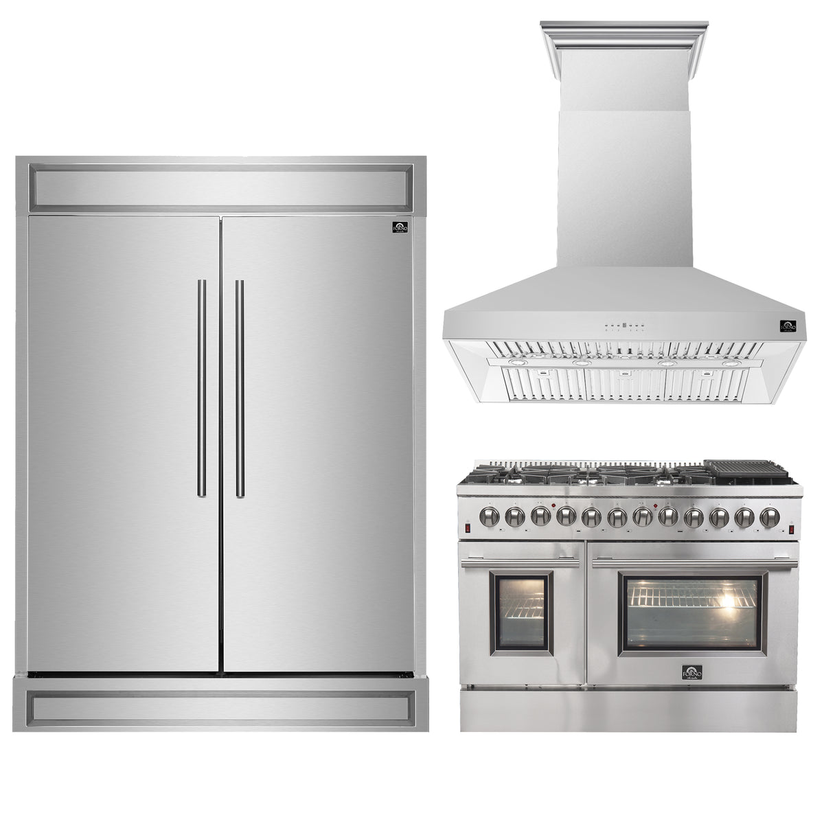 Forno Premium 3-Piece Kitchen Bundle - FORNO Galiano 48" Freestanding Dual Fuel Range