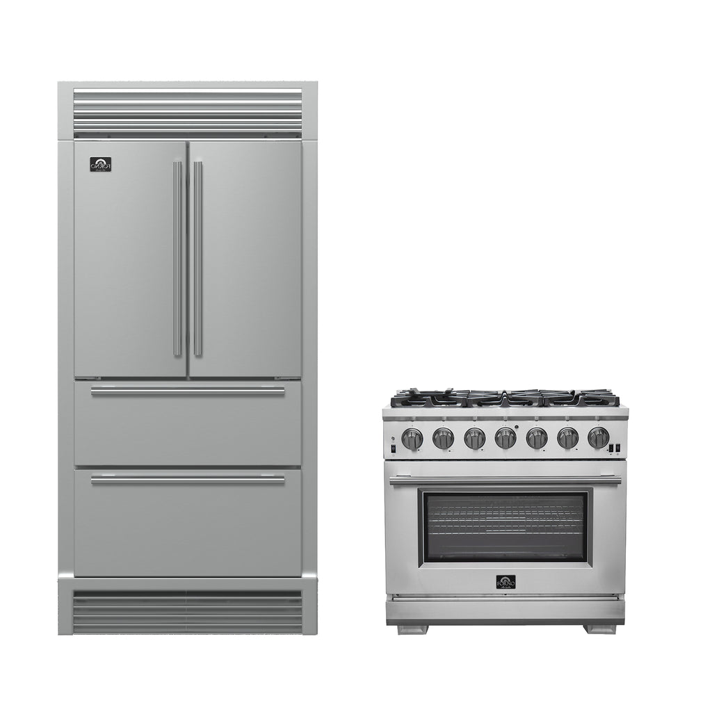 Forno Premium 2-Piece Kitchen Bundle - Galiano 36" Stainless Steel Range