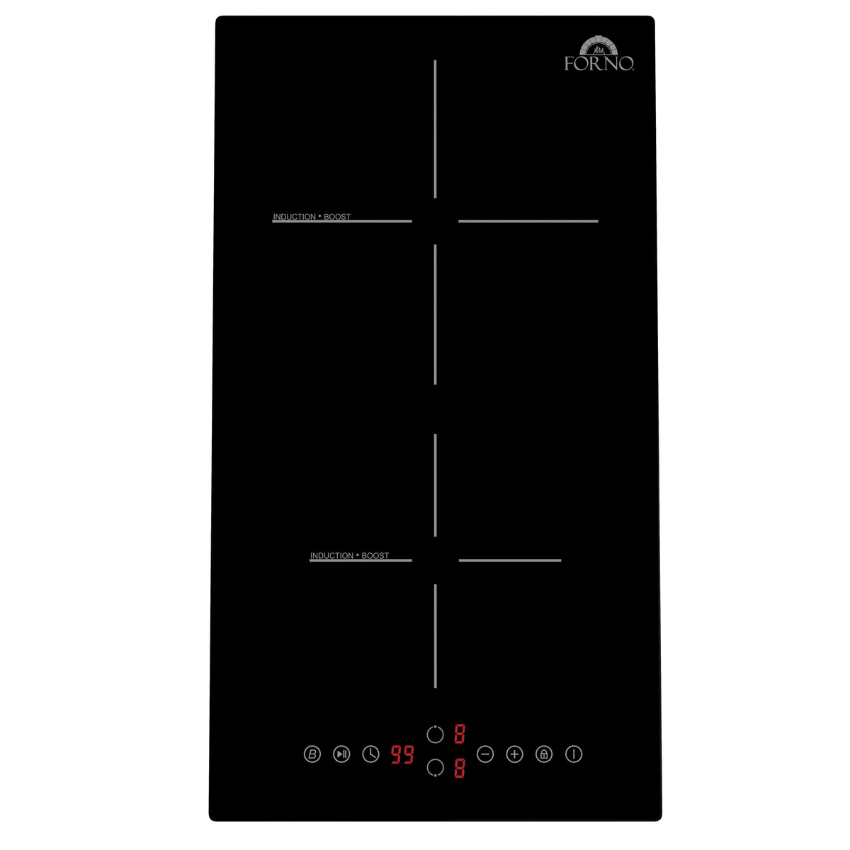 Forno Parco 12" Induction Cooktop, 2 Zones, 3600W, Touch Control, 9 Power Levels, Booster, Timer