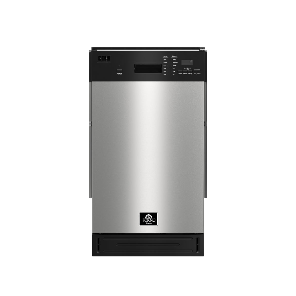 Forno Polo 18" Dishwasher Stainless-Steel, Front Control, 8 Place Settings, Heated Dry, ENERGY STAR Certified
