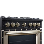Forno Ambassador 36" Dual Fuel Range in Black, 6 Sealed Burners, 71 000 BTU Cooktop Output