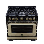 Forno Ambassador 36" Dual Fuel Range in Black, 6 Sealed Burners, 71 000 BTU Cooktop Output
