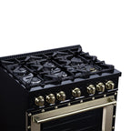 Forno Ambassador 36" Dual Fuel Range in Black, 6 Sealed Burners, 71 000 BTU Cooktop Output