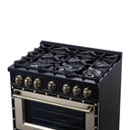 Forno Ambassador 36" Dual Fuel Range in Black, 6 Sealed Burners, 71 000 BTU Cooktop Output