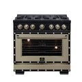 Forno Ambassador 36" Dual Fuel Range in Black, 6 Sealed Burners, 71 000 BTU Cooktop Output