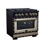 Forno Ambassador 36" Dual Fuel Range in Black, 6 Sealed Burners, 71 000 BTU Cooktop Output