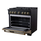 Forno Ambassador 36" Dual Fuel Range in Black, 6 Sealed Burners, 71 000 BTU Cooktop Output