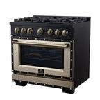 Forno Ambassador 36" Dual Fuel Range in Black, 6 Sealed Burners, 71 000 BTU Cooktop Output