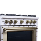 Forno Ambassador 36" Dual Fuel Range in White, 6 Sealed Burners, 71 000 BTU Cooktop Output