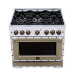 Forno Ambassador 36" Dual Fuel Range in White, 6 Sealed Burners, 71 000 BTU Cooktop Output