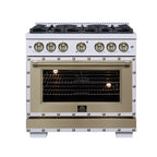 Forno Ambassador 36" Dual Fuel Range in White, 6 Sealed Burners, 71 000 BTU Cooktop Output