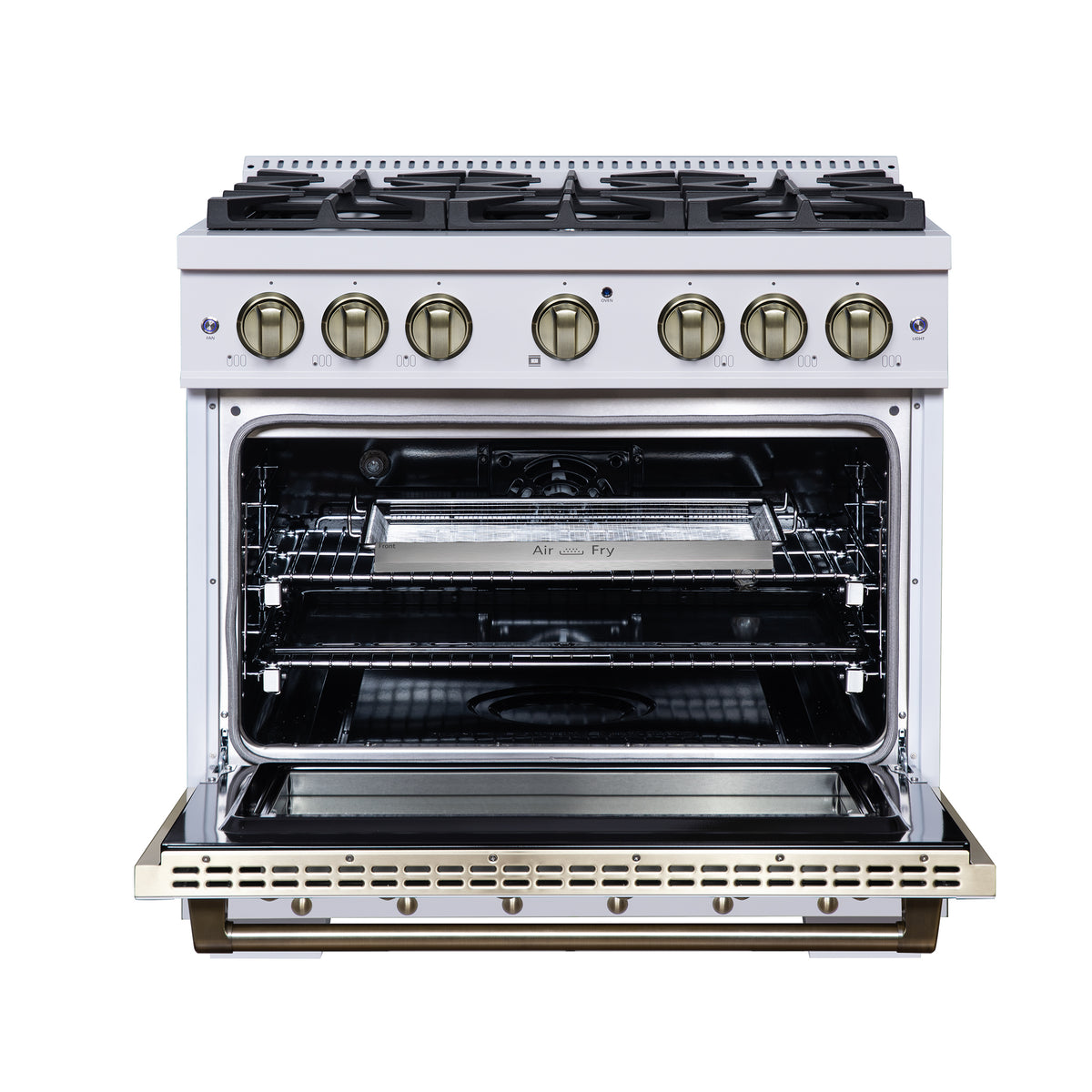 Forno Ambassador 36" Dual Fuel Range in White, 6 Sealed Burners, 71 000 BTU Cooktop Output