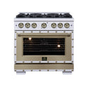 Forno Ambassador 36" Dual Fuel Range in White, 6 Sealed Burners, 71 000 BTU Cooktop Output