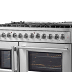 Forno Galiano 48" Dual Fuel Range All Stainless Steel, 8 Sealed Burners, 107,000 BTU, Griddle