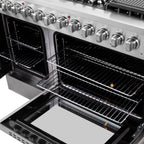 Forno Galiano 48" Dual Fuel Range All Stainless Steel, 8 Sealed Burners, 107,000 BTU, Griddle