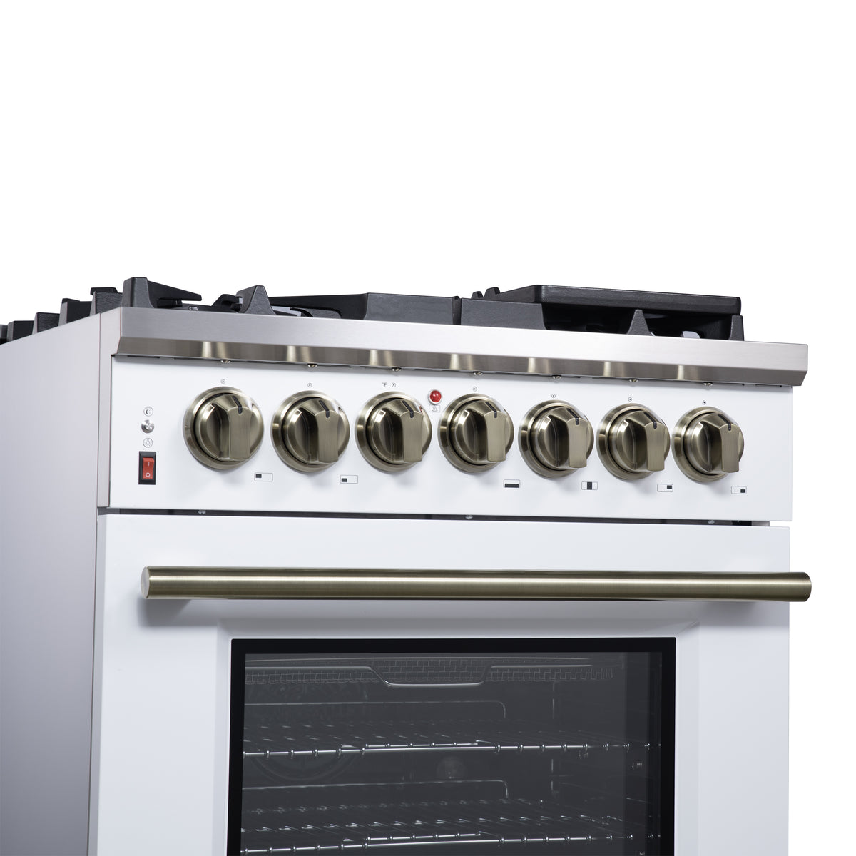 Forno Massimo 30" Dual Fuel Range in White with Air Fryer Basket, True Convection Oven, Matte Cast Iron Grates
