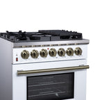 Forno Massimo 30" Dual Fuel Range in White with Air Fryer Basket, True Convection Oven, Matte Cast Iron Grates