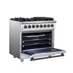 Forno Massimo 36" Dual Fuel Range in White with Air Fryer Basket, True Convection Oven, Matte Cast Iron Grates