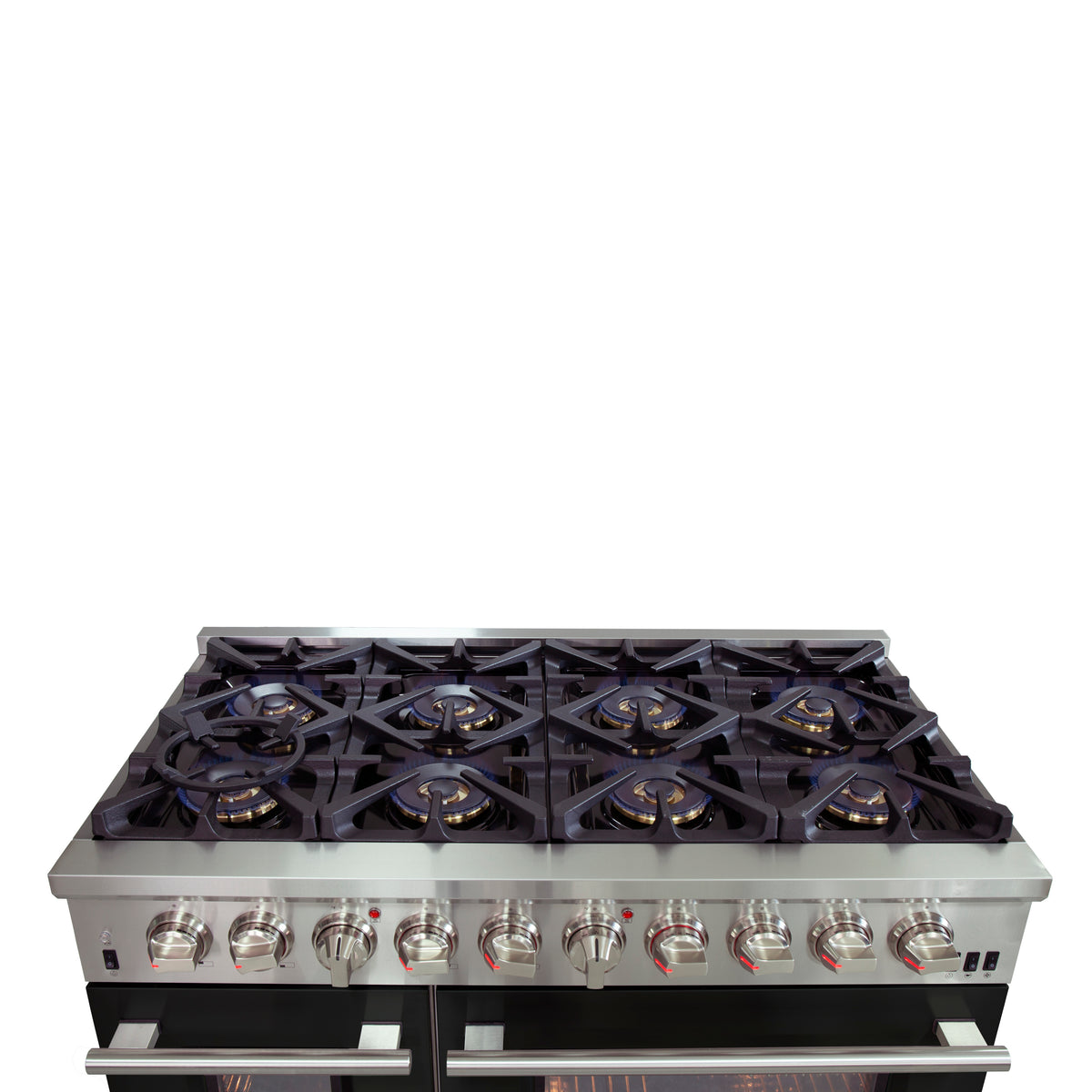Forno Capriasca 48" Dual Fuel Range Stainless Steel with 8 Brass Burners, 160,000 BTU