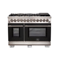 Forno Capriasca 48" Dual Fuel Range Stainless Steel with 8 Brass Burners, 160,000 BTU