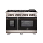 Forno Capriasca 48" Dual Fuel Range Stainless Steel with 8 Brass Burners, 160,000 BTU
