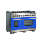 Forno Capriasca 48" Dual Fuel Range Stainless Steel with 8 Brass Burners, 160,000 BTU