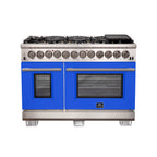 Forno Capriasca 48" Dual Fuel Range Stainless Steel with 8 Brass Burners, 160,000 BTU