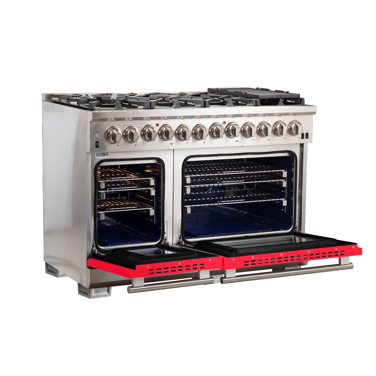 Forno Capriasca 48" Dual Fuel Range Stainless Steel with 8 Brass Burners, 160,000 BTU